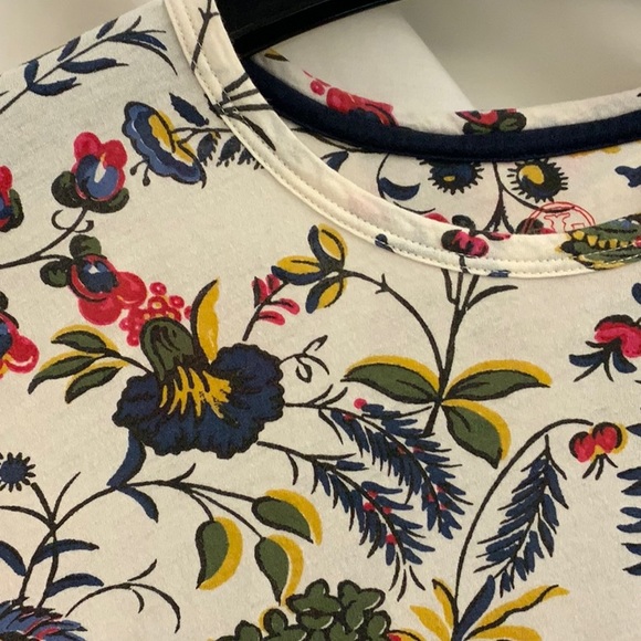 Floral Pattern Tory Birch Short Sleeve Cotton T-Shirt with Crew Neck - Size M - Picture 2 of 6
